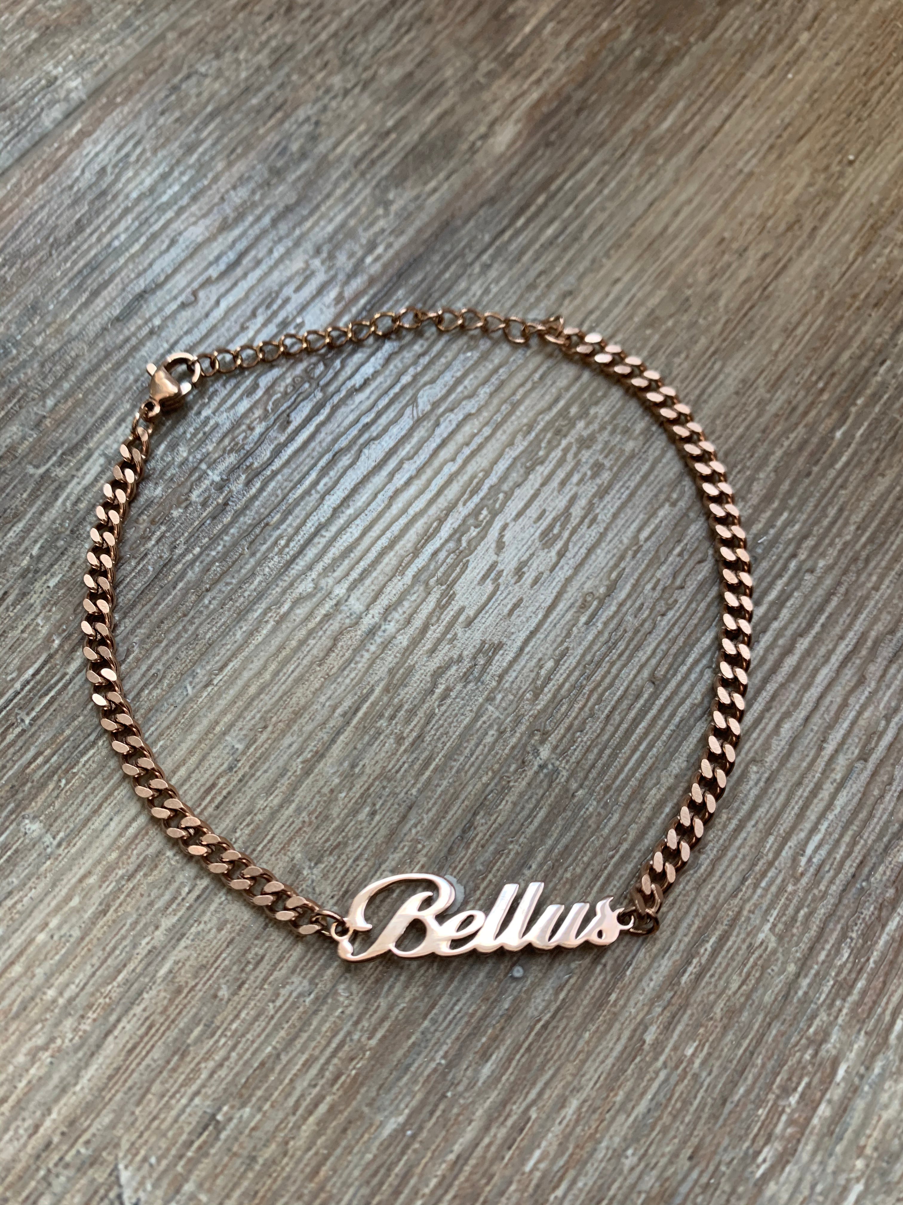 Personalized Name Anklet on a Cuban Chain