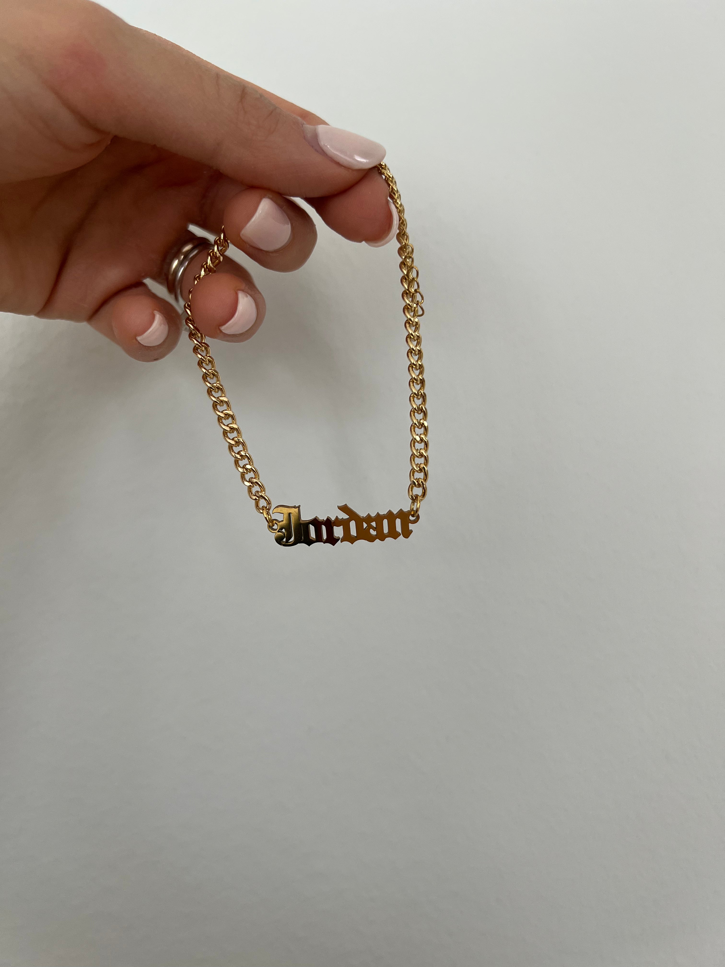 Personalized Name Anklet on a Cuban Chain