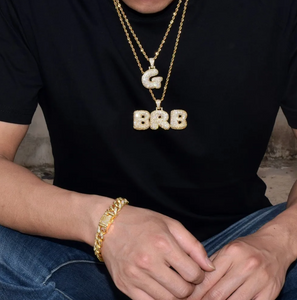 Iced Out Bubble Letter Name Necklace on a Tennis Chain