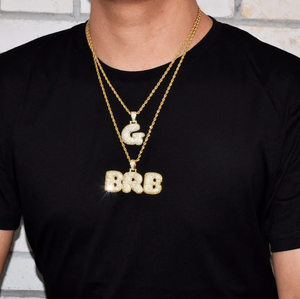 Iced Out Bubble Letter Name Necklace on a Tennis Chain