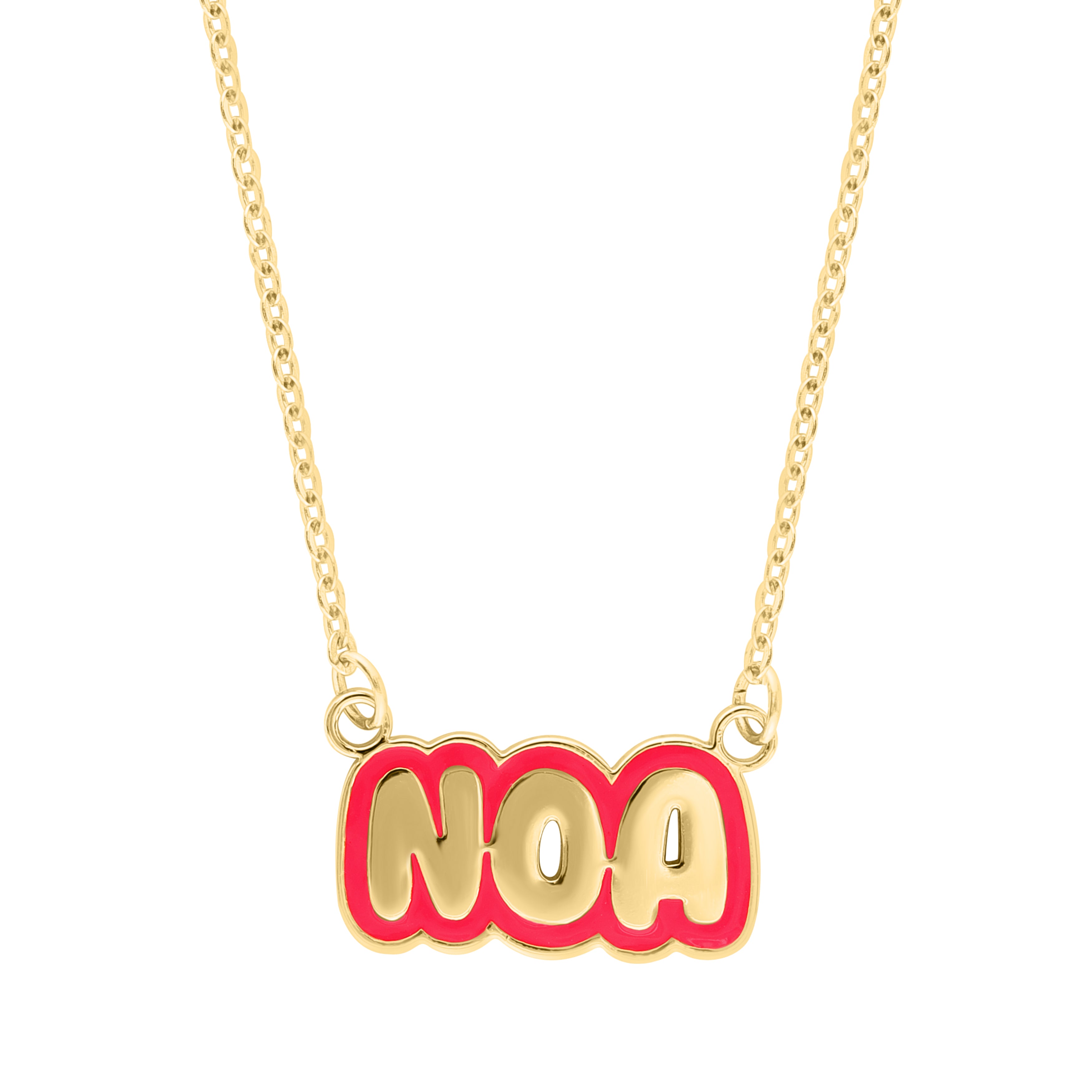 Bubble Letter Enamel Necklace