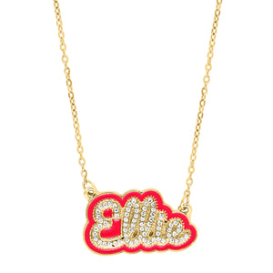 Pave Name Enamel Necklace