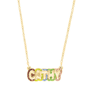 Multicolor Pave Bubble Name Necklace