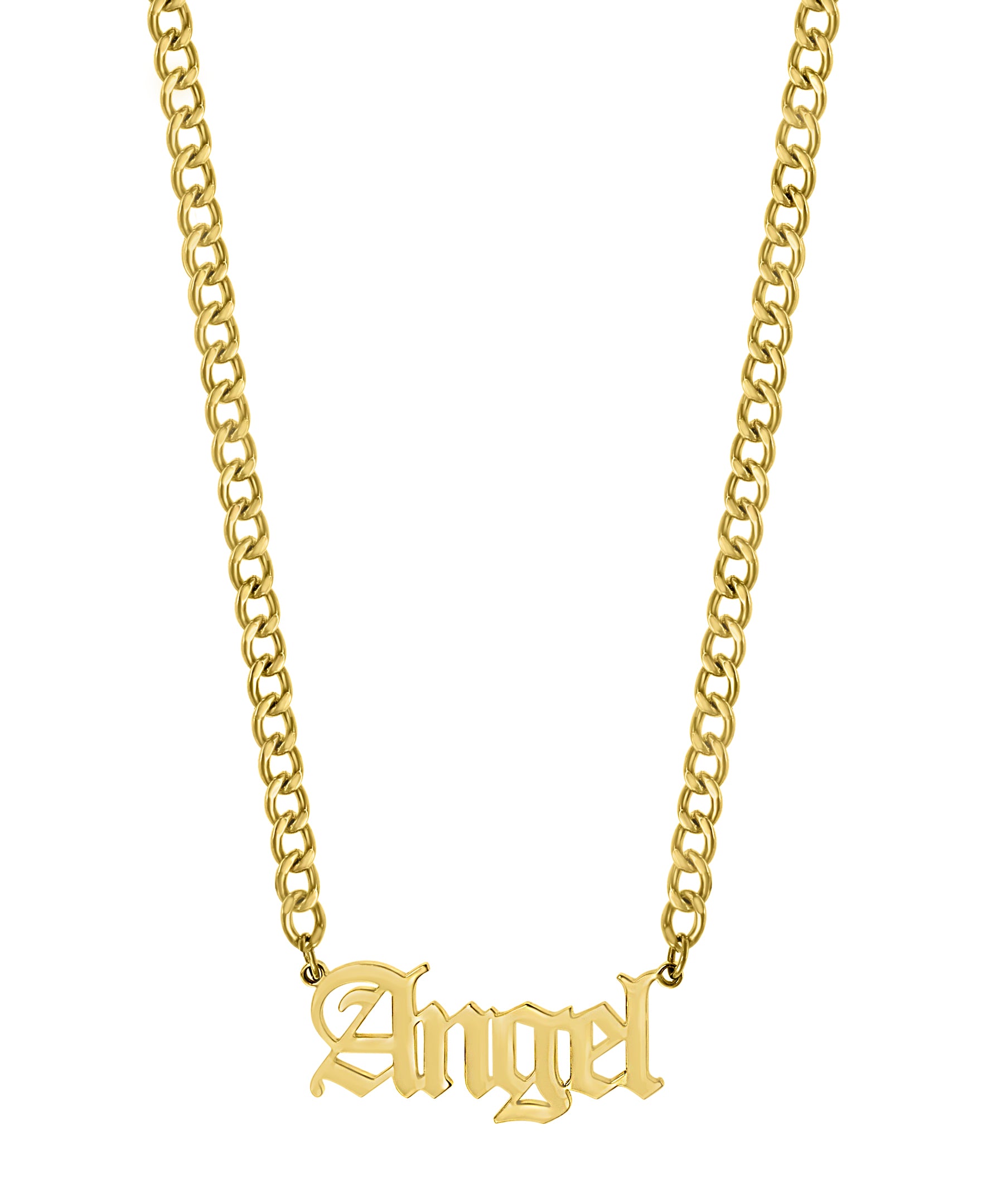 Personalized Old English Necklace on a Cuban Link Chain