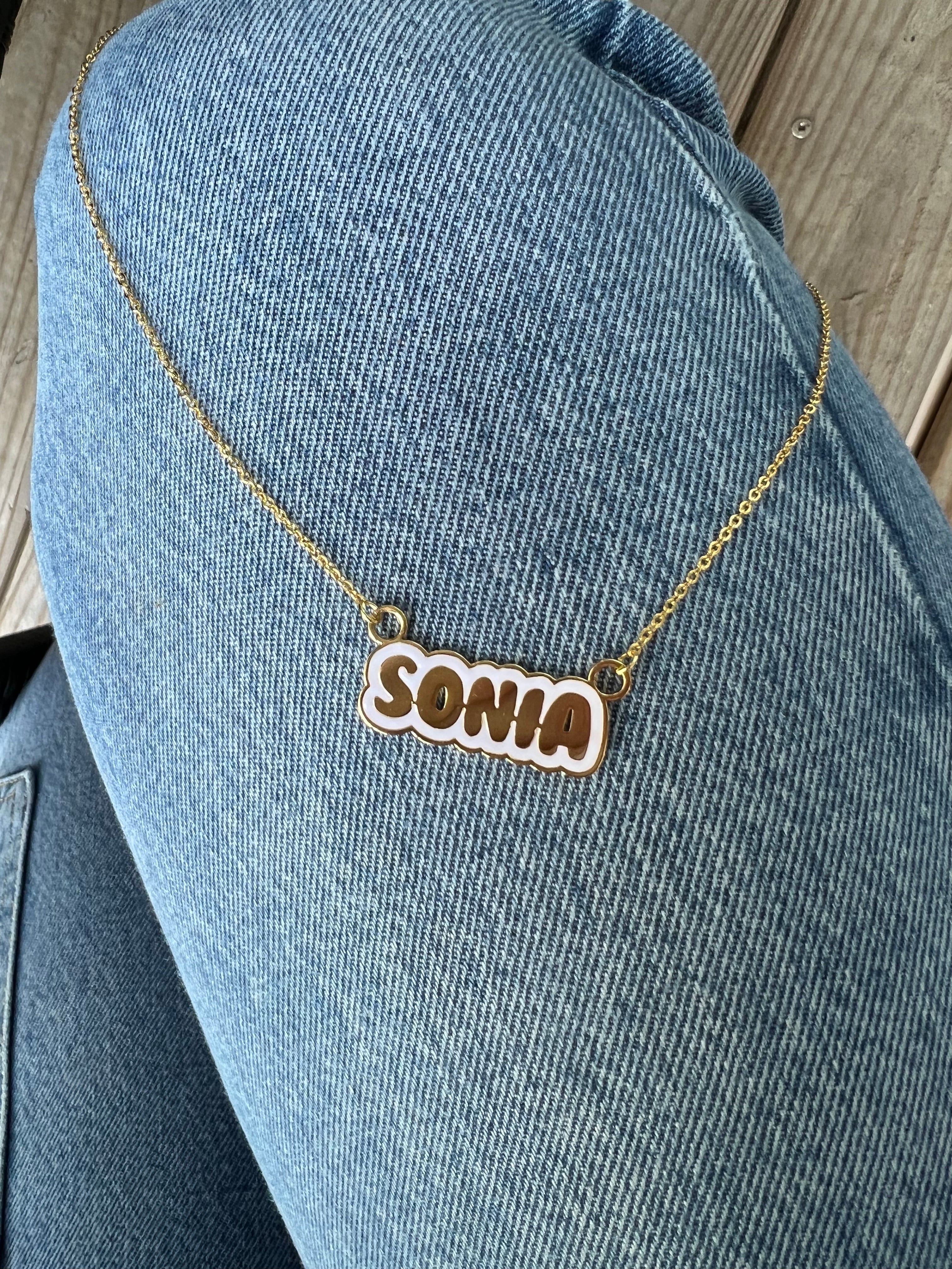 Bubble Letter Enamel Necklace