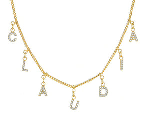 Personalized Necklace With Hanging Bedazzled Letters