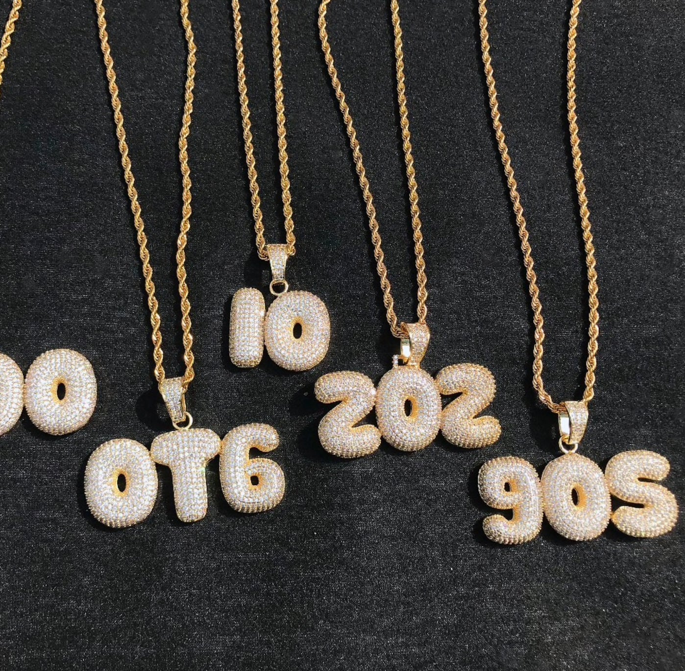 Iced Out Bubble Letter Name Necklace