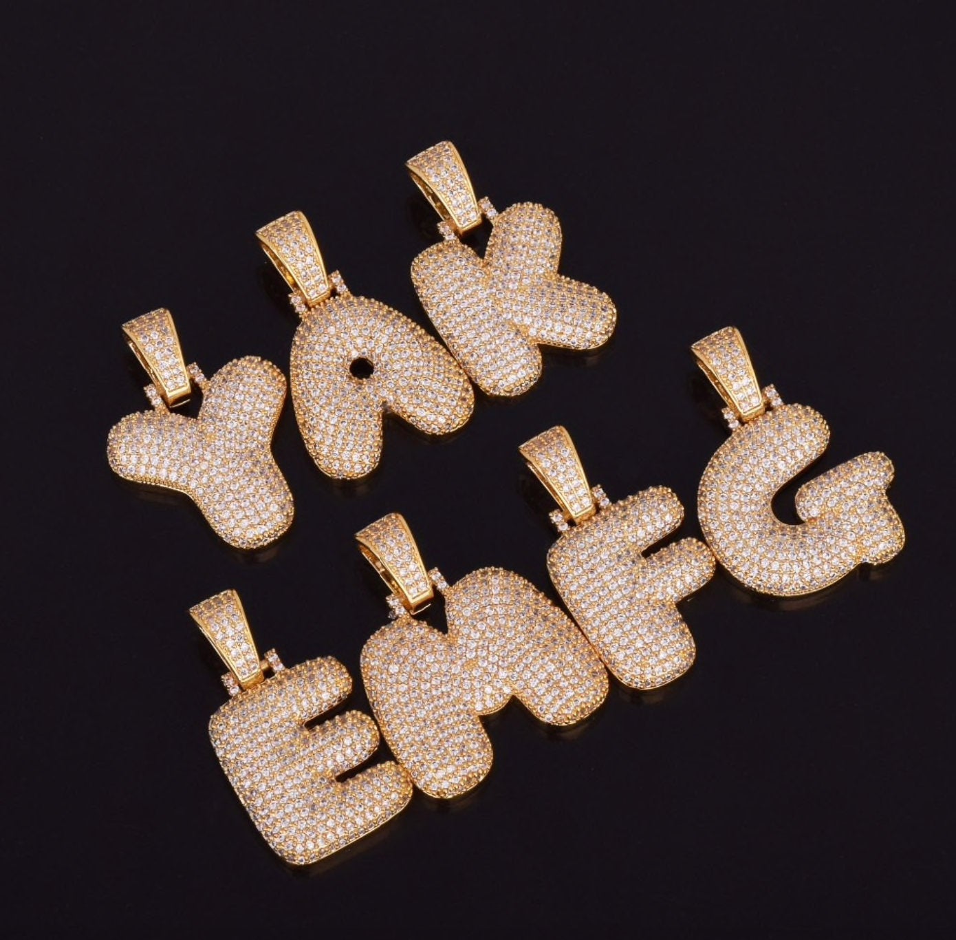 Iced Out Bubble Letter Name Necklace