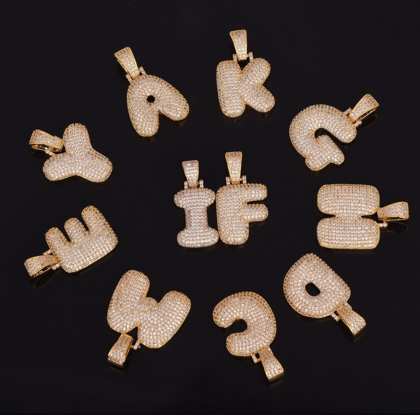 Iced Out Bubble Letter Name Necklace