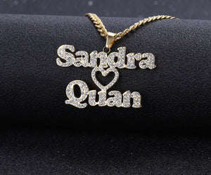 Personalized Two Name Necklace with a Heart