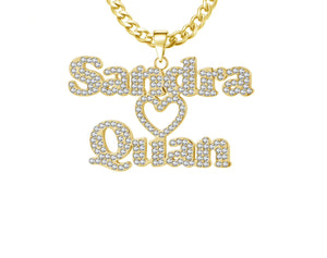 Personalized Two Name Necklace with a Heart