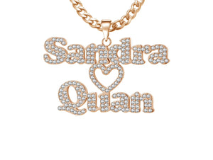 Personalized Two Name Necklace with a Heart