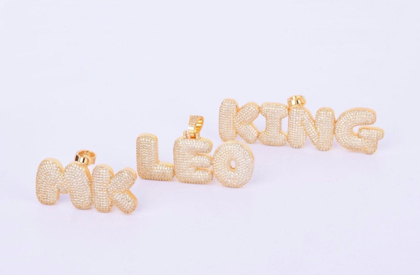 Iced Out Bubble Letter Name Necklace