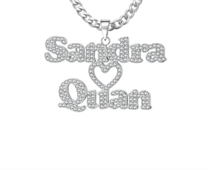 Personalized Two Name Necklace with a Heart